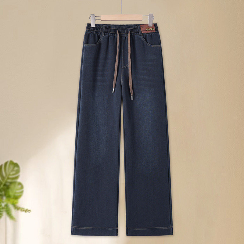 妈妈牛仔裤春秋款2026新款中老年女装高腰宽松显瘦直筒百搭休闲裤