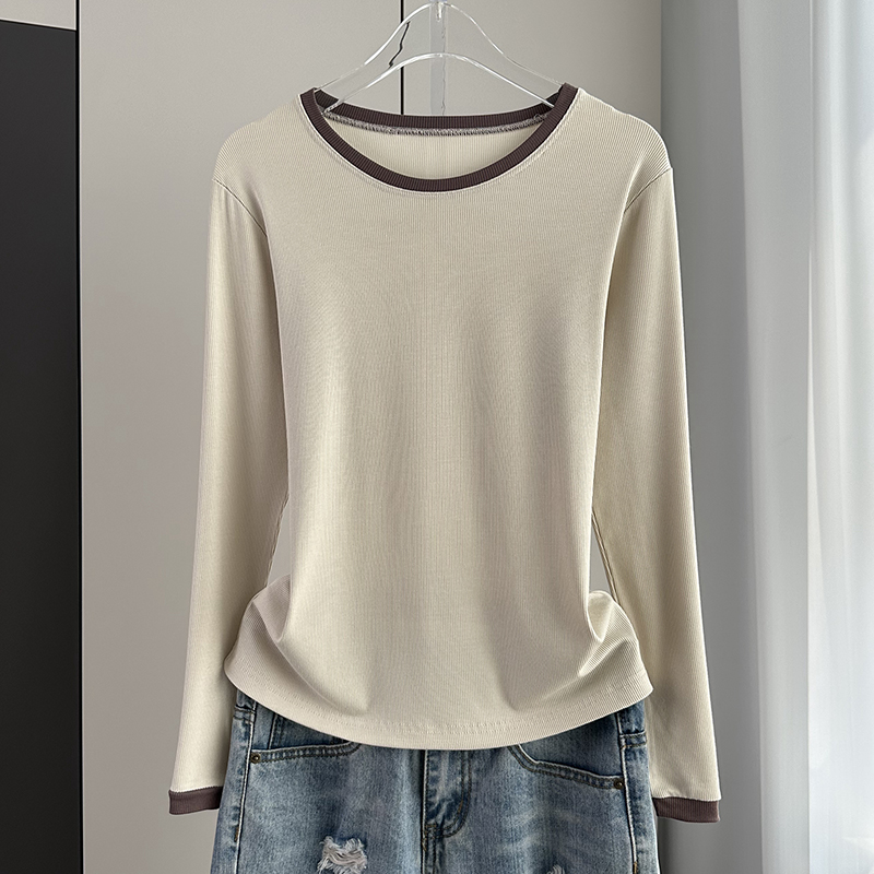 早秋装2023新款正肩长袖t恤女