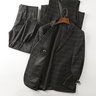 马甲三件套 比起订制也不逊色 男士 磨毛面料格纹高端轻奢西装 西裤