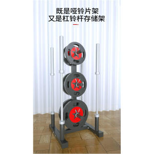 杠铃片收纳架家用哑铃片放置挂架子杠铃杆奥杆存储存放托车器材架