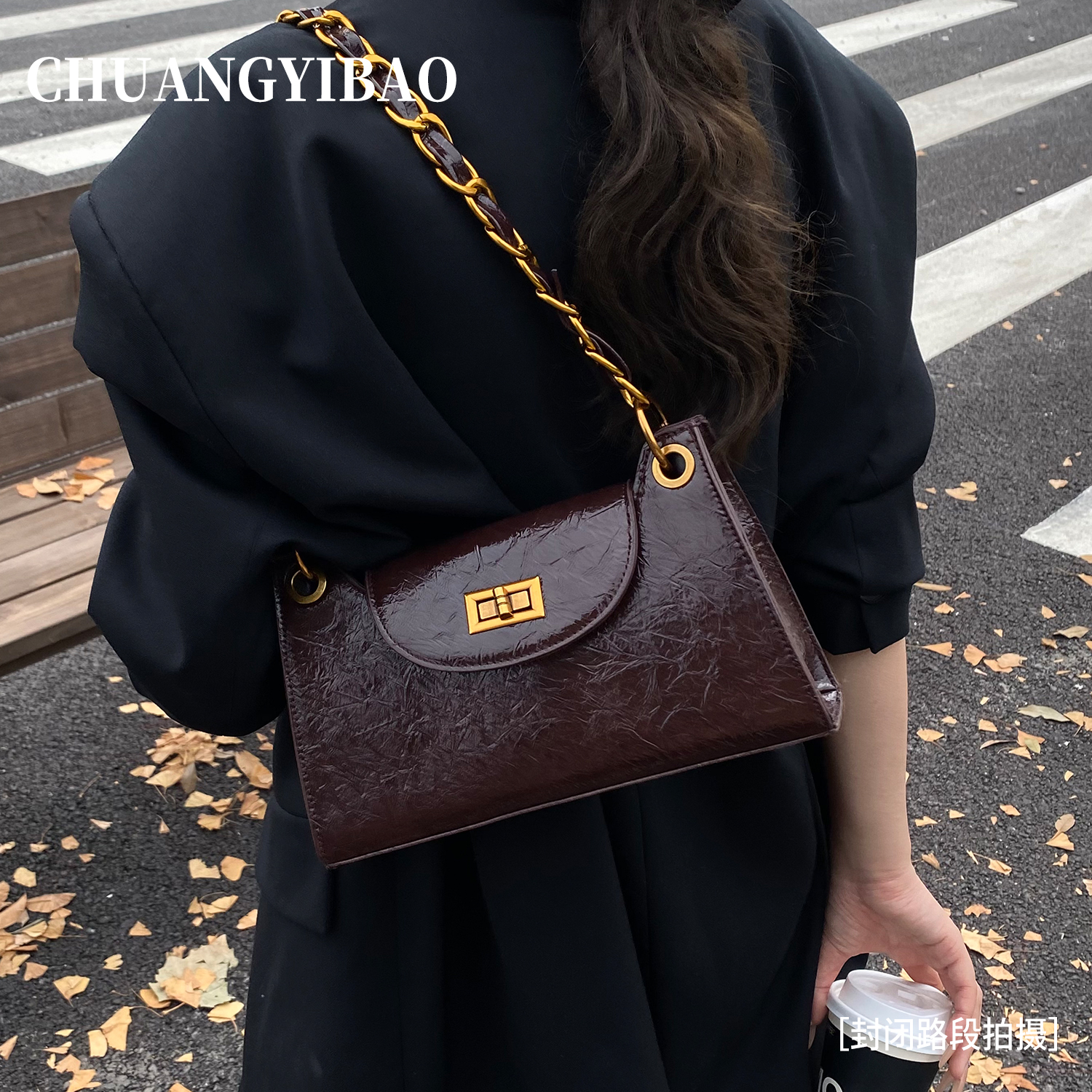 轻奢小众高级感通勤链条腋下包