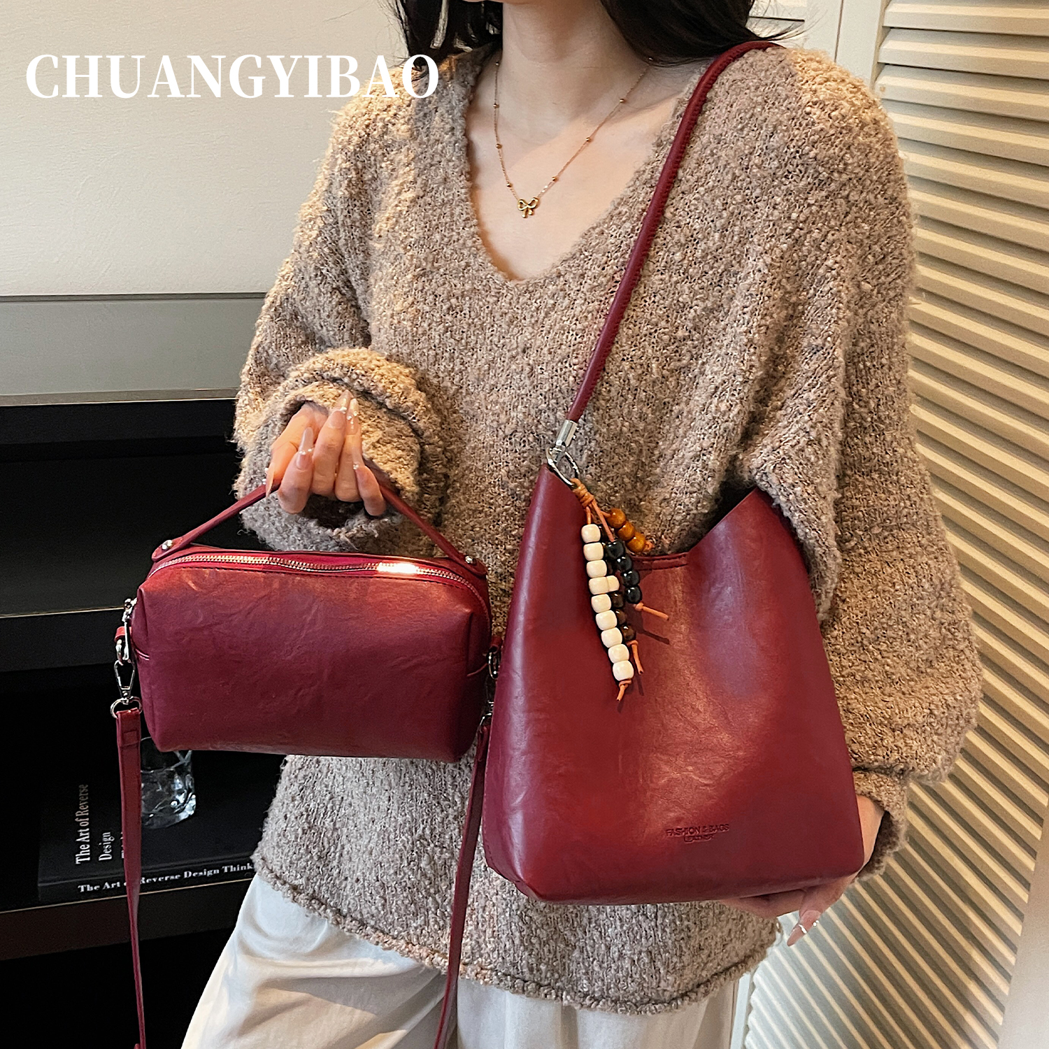 高级感通勤大容量超火手提水桶包