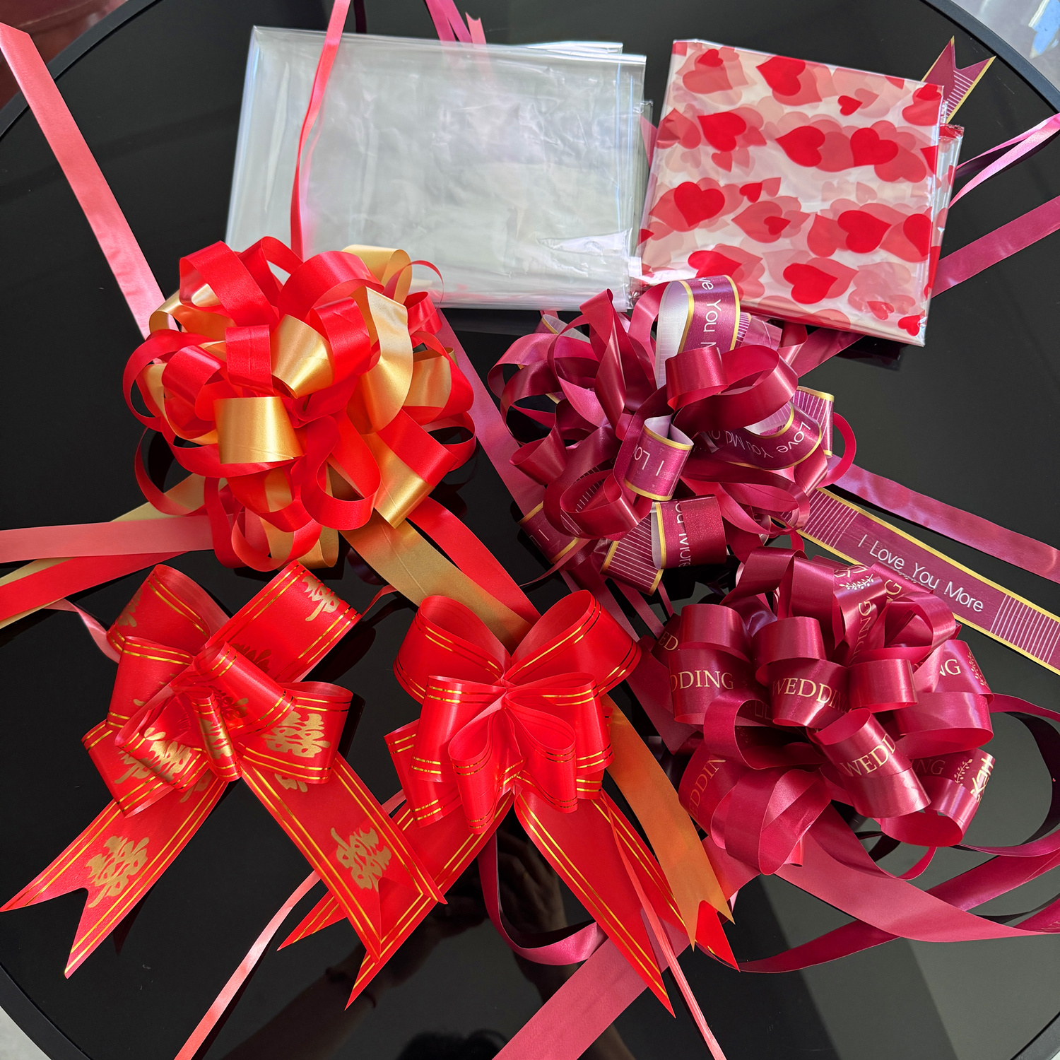 果篮海味篮透明包装袋红蝴蝶结