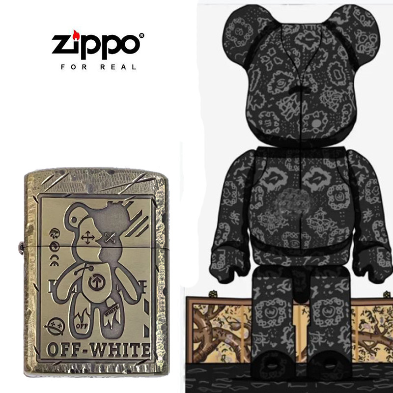 zippo纯铜暴力熊手雕定制防风