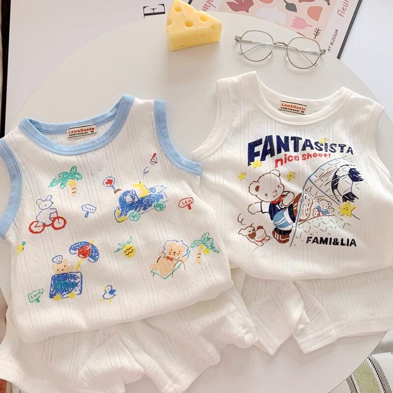 男女童棉背心套装夏季新款透气