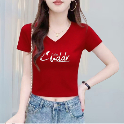 纯棉短款短袖修身体恤