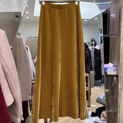 中长裙A字裙时尚百搭松紧腰高腰