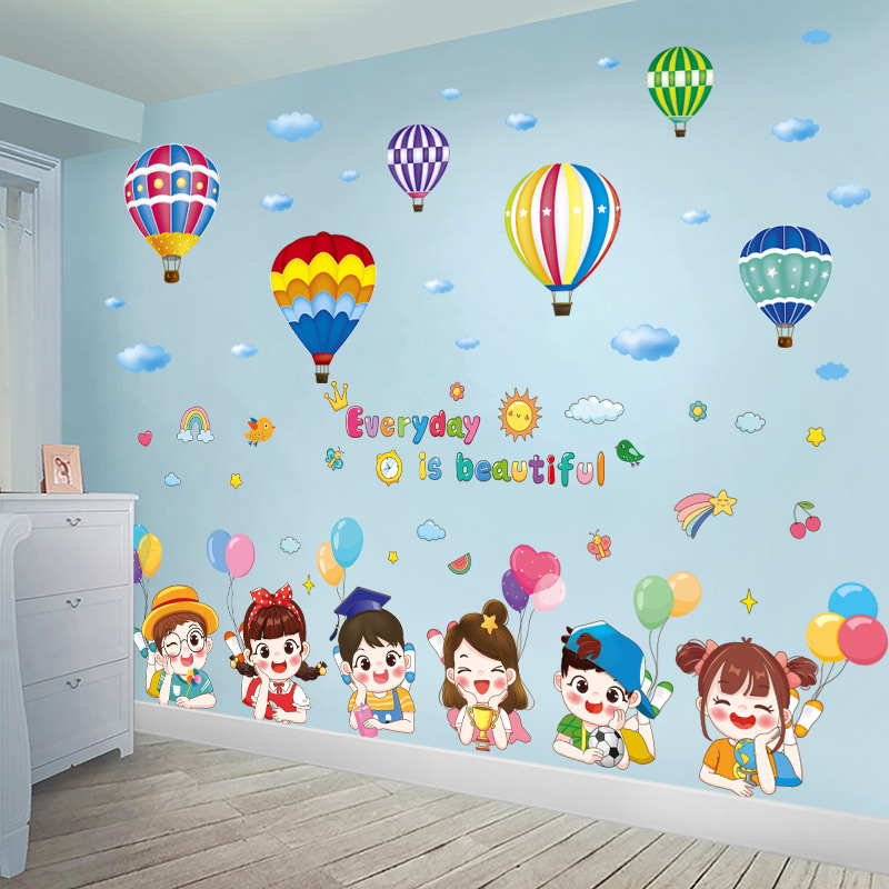 儿童房间墙面墙上装饰画墙贴纸幼儿园房间动物3D立体墙纸自粘墙画图片