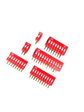 DA 2.54MM 拨码开关 弯脚 红色 侧拨 DIP 直插 2/3/4/5/6/8/10/12