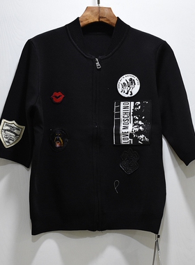 MARC JOEOBS 正品 17秋冬款86106S 贴布 拉链 蚕丝 休闲 开衫外套