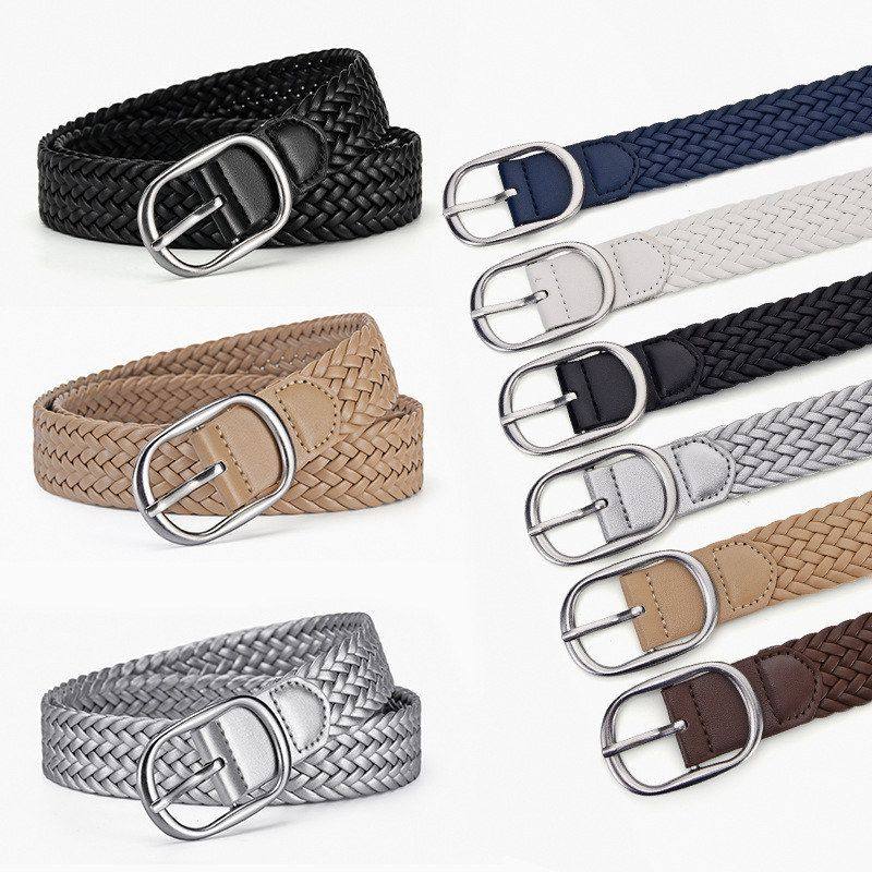 ins风小众韩版休闲日字扣PU编织腰带女士皮带装饰时尚裤腰带百搭