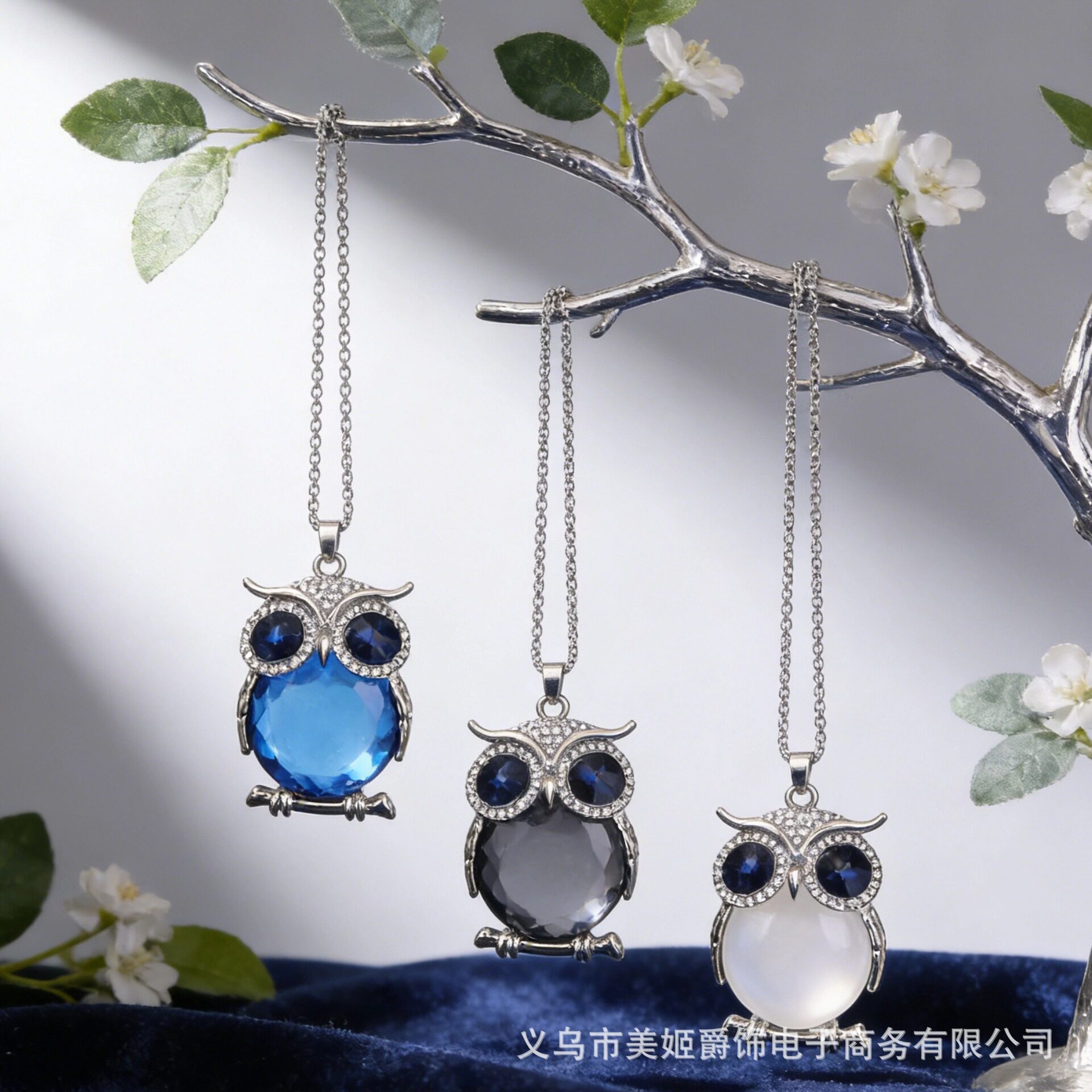 韩版水晶猫头鹰毛衣链