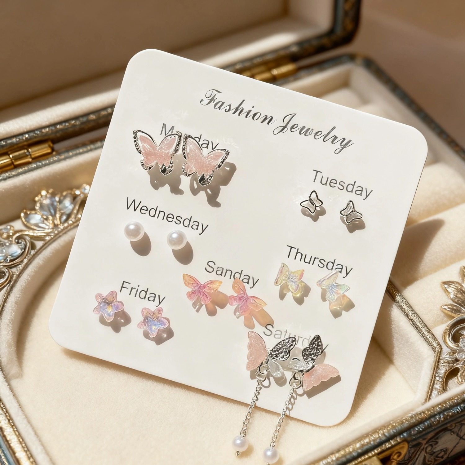 网红蝴蝶饰品简约精致耳钉小巧气质耳饰高级感耳环爱心蝴蝶组合,饰品/流行首饰/时尚饰品新,耳钉,淘宝优惠券,粉丝福利购,淘宝优惠卷