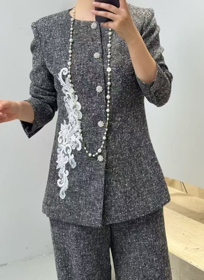 富家千金小香风高级感穿搭 2026年早春新款轻奢气质外套长裤套装