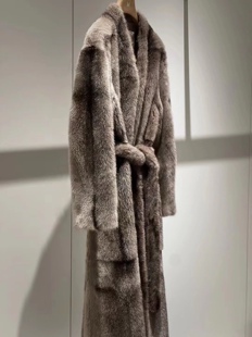 进口整貂水貂皮草天鹅绒过膝貂皮大衣 新款 底价私信 2023冬季