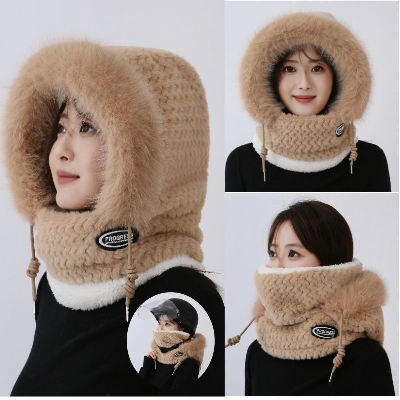 帽子女围脖面罩一体冬骑车防风