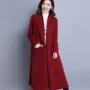 2019 đầu xuân sản phẩm mới kích thước lớn của phụ nữ dài cotton và áo khoác lanh dày nghệ thuật áo len đan tay dài đan áo gió - Trench Coat áo khoác nữ cao cấp