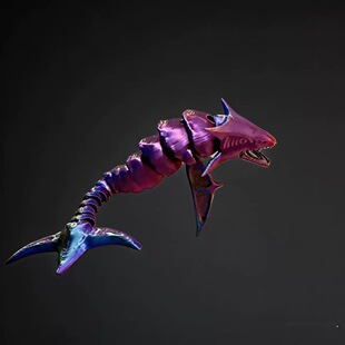 跨境新款3D打印关节可动骨鲨锤头摆件深海迷航海怪食海者玩具模型