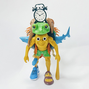 新款外国山海经玩具模型可拼装积木轮胎蛙木棍人神兽融合怪手办男