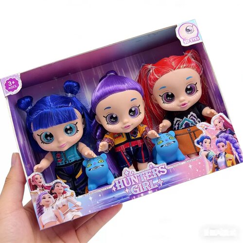 跨境爆款K-POP猎魔女团5D眼可爱肥童鲁米蓝老虎主题音乐公仔玩具