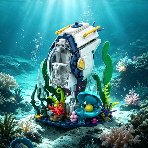 跨境新品深海迷航2蝌蚪号拼装积木subnautica 2 tadpole益智玩具