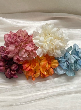 米白仿真绢花U型发钗中式汉服头饰古风旗袍盘发花朵发簪写真配饰