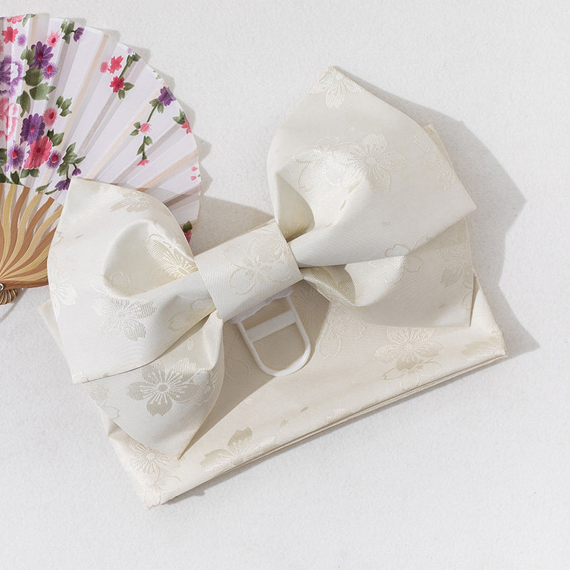 和服浴衣腰带半幅带单色日式女士定型超大蝴蝶结 黄色 杏色 多色