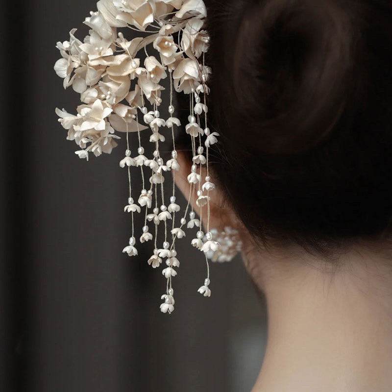 小夹子头饰发夹高级感超仙头饰花朵发夹新娘结婚发饰婚纱礼服盘发