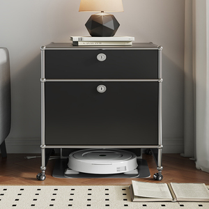 usm扫地机器人柜中古不锈钢储物柜模块边柜可移动落地收纳置物架