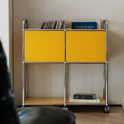 中古USM不锈钢带轮收纳移动边几