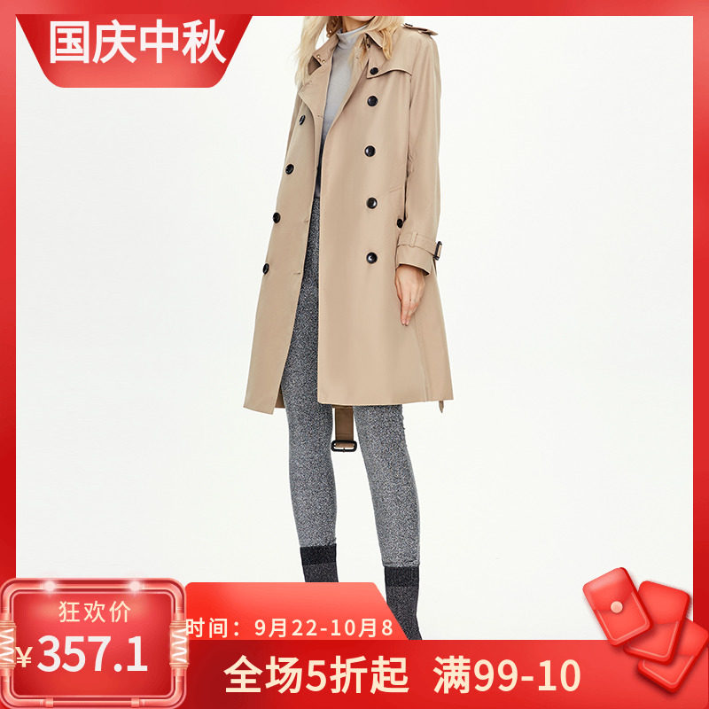 卡其色风衣女中长款2020秋冬新款双排扣英伦风变色龙经典大气外套