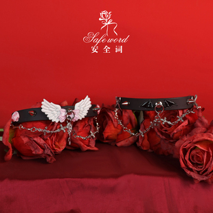 真皮温变系列puppy高级温变项圈带牵引绳choker天使恶魔双生脖圈