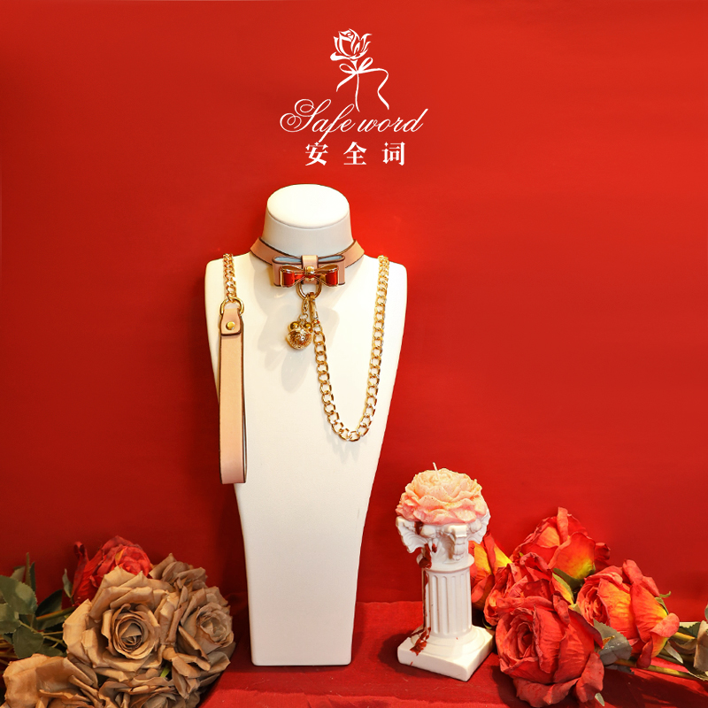 蝴蝶结铃铛puppy皮质项圈粉choker带牵引绳小猫狗吊牌可定制刻字