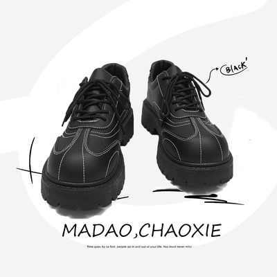 皮鞋男休闲大头鞋米奇德比鞋厚底