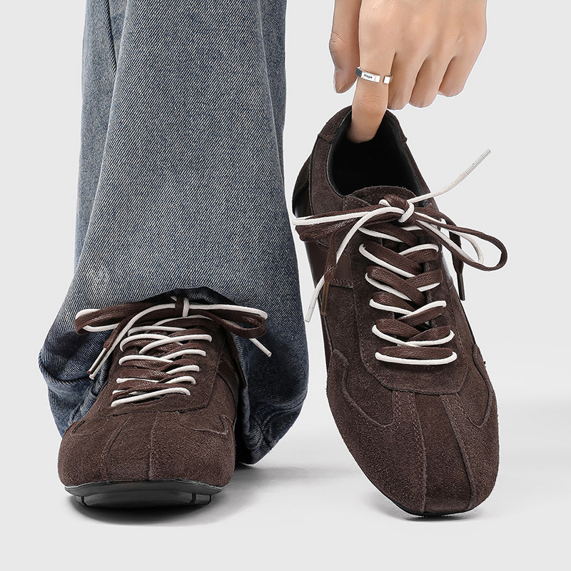 德训鞋男春季极简翻毛复古高级感运动拳击训练鞋英伦薄底休闲皮鞋,流行男鞋,休闲皮鞋,淘宝优惠券,粉丝福利购,淘宝优惠卷