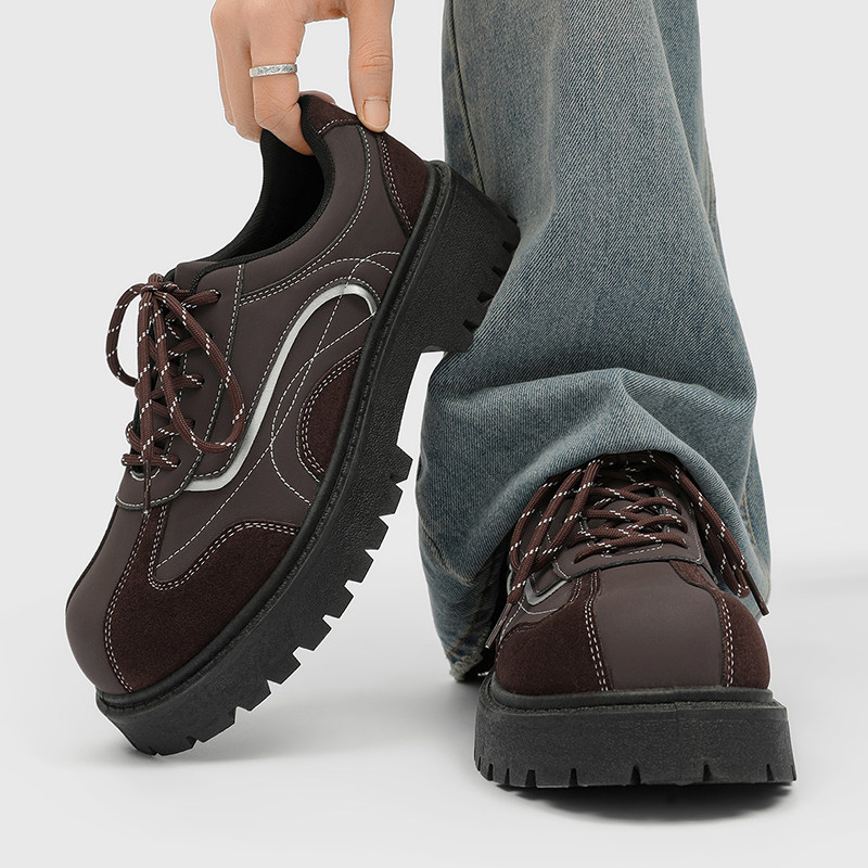 英伦风复古德比鞋男增高拼接休闲皮鞋高级感朋克时尚厚底大头鞋潮,流行男鞋,休闲皮鞋,淘宝优惠券,粉丝福利购,淘宝优惠卷