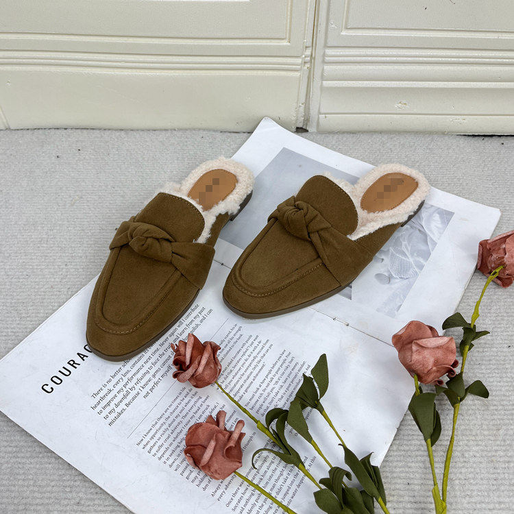 外贸原单女鞋新款包头带毛保暖时尚休闲平底懒人百搭外穿半拖,女鞋,包头拖,淘宝优惠券,粉丝福利购,淘宝优惠卷