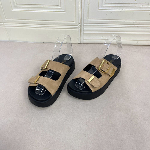 圆头纯色皮带扣厚底百搭拖鞋凉鞋