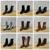 Shoes杂款 36码 外贸原单独码 Lady 女靴时尚 圆头粗跟侧拉链短靴长靴