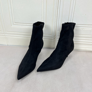 外贸原单尖头细跟短靴微瑕简约时尚 气质百搭舒适日常外穿靴子 新款
