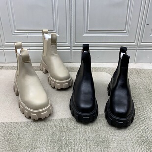 外贸原单里外全真皮松紧带套筒原宿风马丁靴百搭时尚秋季新款