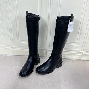 圆头纯色粗跟侧拉链时装 时尚 长筒靴 Shoes外贸原单女靴新款 Lady