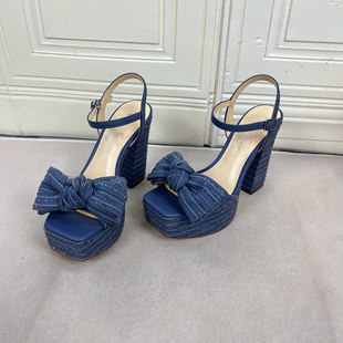 凉鞋 Lady 方头纯色厚底粗高跟蝴蝶结带钻时装 外贸原单女鞋 Shoes