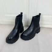 Lady 短靴 圆头纯色厚底粗跟套筒时装 Shoes外贸原单女靴新款 时尚
