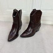 Lady 短靴 通勤尖头纯色粗跟复古套筒时装 Shoes 外贸原单女靴时尚