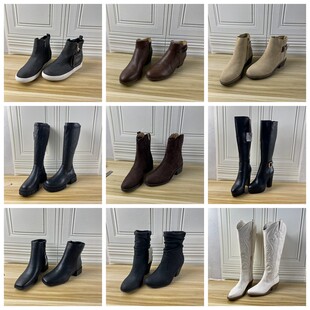 时尚 Lady 外贸原单女靴独码 36码 尖头细跟侧拉链短靴长靴 Shoes杂款