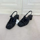 外贸原单女鞋 凉鞋 shoes方头粗高跟玛丽珍舒适单鞋 一字扣包头时装
