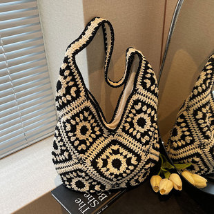 夏天手工编织包包女2025新款 小众草编包海边度假大容量通勤包 法式