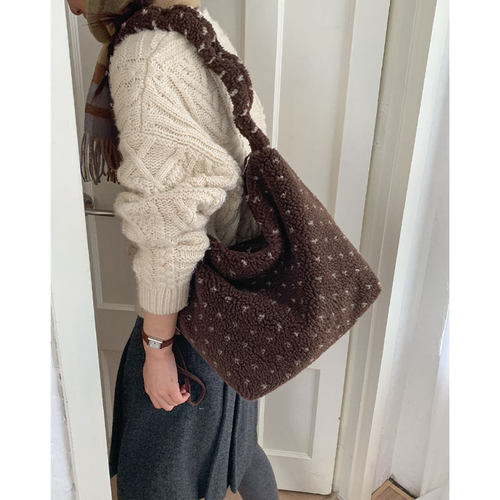 大容量羊羔毛单肩包斜挎通勤包