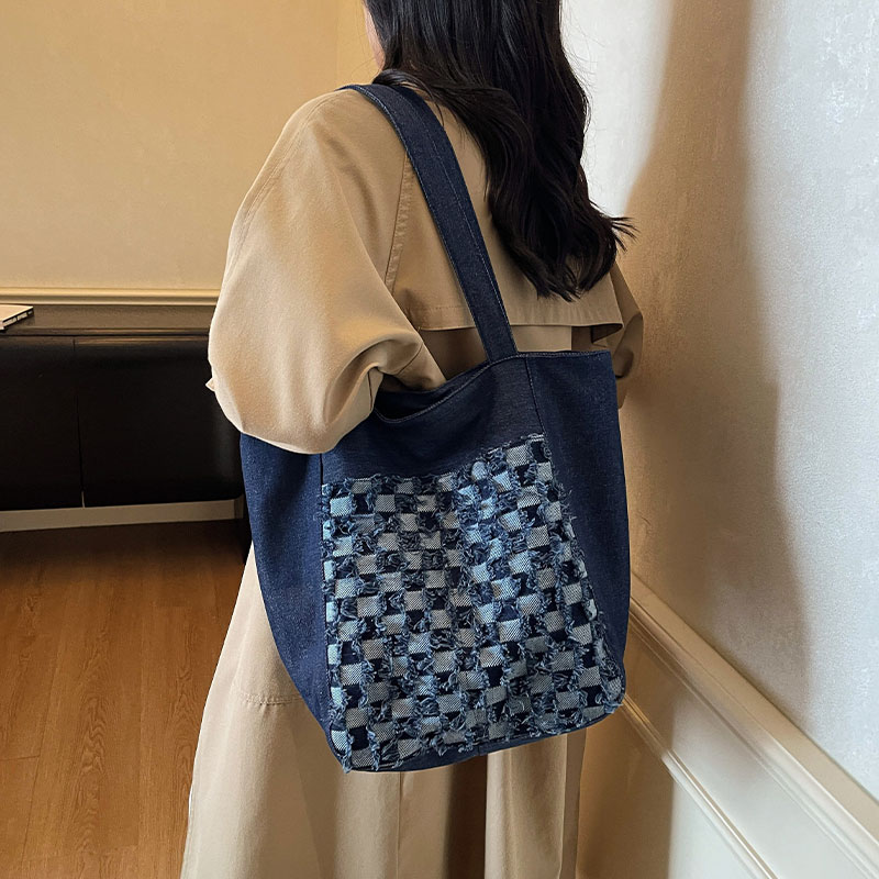 牛仔布托特包大容量上课通勤包